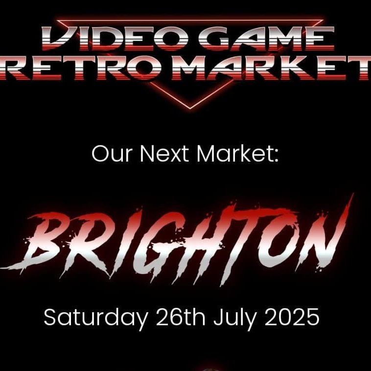 Text promoting a video game retro market in Brighton on 26th July 2025.
