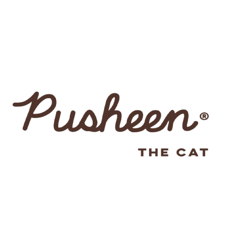 Logo featuring Pusheen the Cat in a playful, cartoonish style.