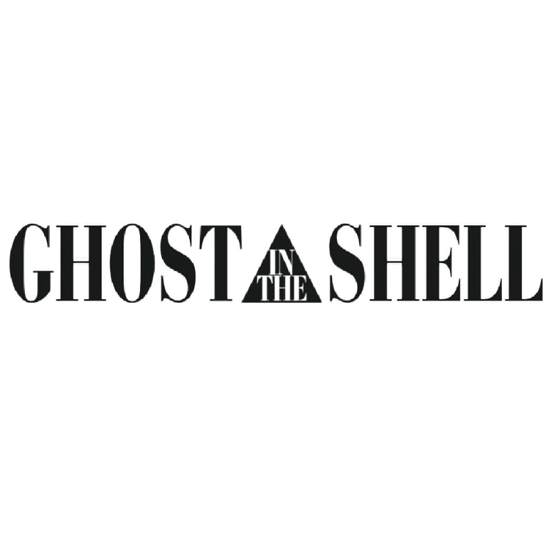 Title "Ghost in the Shell" in bold black letters, with a triangle symbol in the centre.