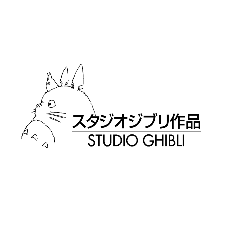 Line art illustration of Totoro with "Studio Ghibli" text in Japanese and English.