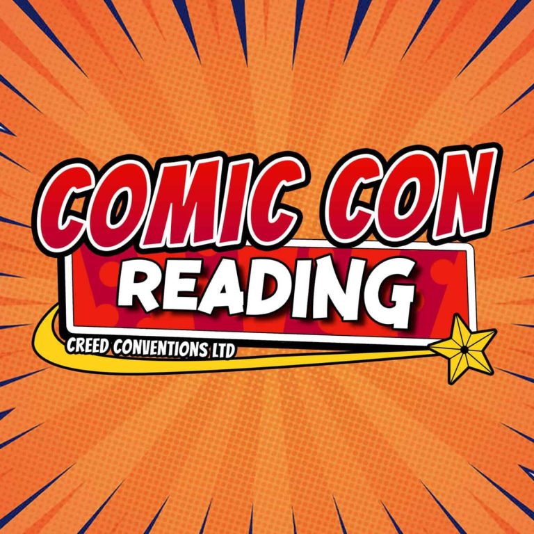 Red and yellow text reads "Comic Con Reading" on a burst background.
