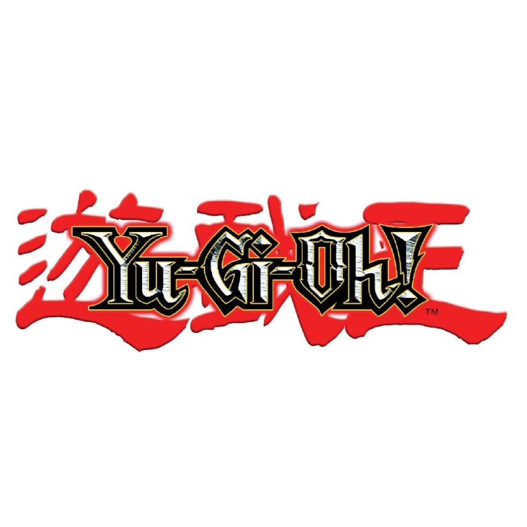 Logo of "Yu-Gi-Oh!" in red and black stylised text.